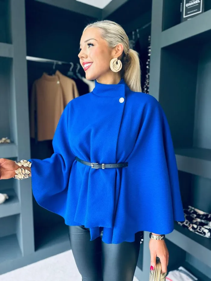 Celine Belted Cape Cobalt Womens Canella Lane Coats and Jackets