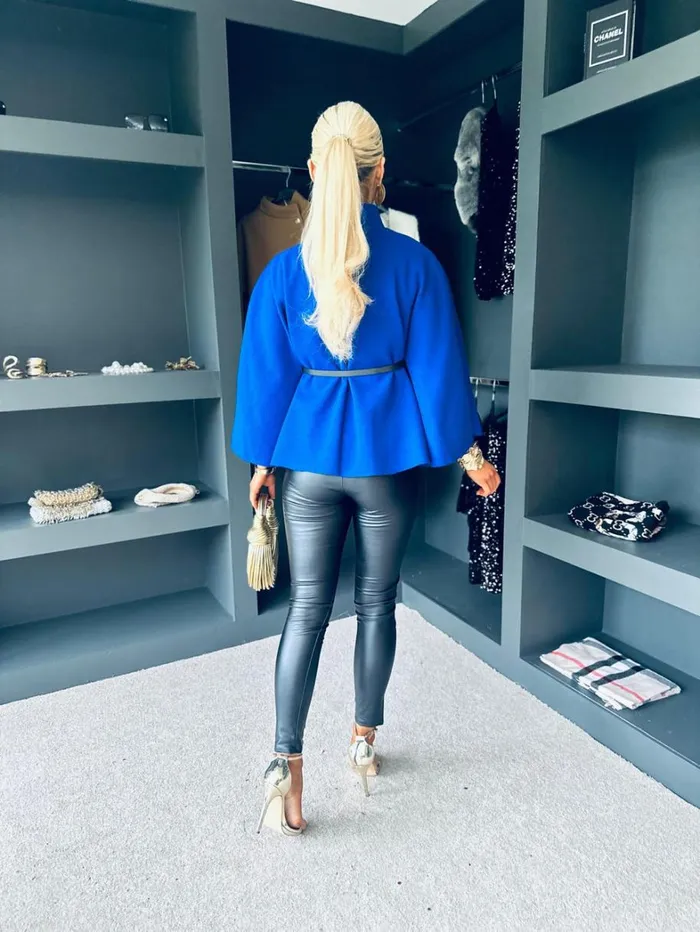Celine Belted Cape Cobalt Womens Canella Lane Coats and Jackets