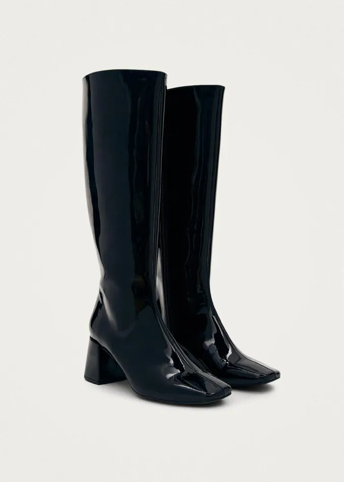 Chalk Onix Black Vegan Leather Boots Women ALOHAS Boots