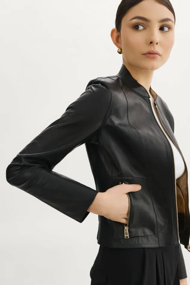 Chapin Reversible Leather Bomber Blackgold Women Lamarque BEST SELLERS