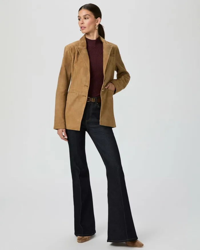 Charli Blazer 8211 Tobacco Suede Women PAIGE Jackets and Coats Charli Blazer 8211 Tobacco Suede Women PAIGE Jackets and Coats