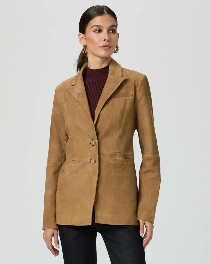 Charli Blazer 8211 Tobacco Suede Women PAIGE Jackets and Coats Charli Blazer 8211 Tobacco Suede Women PAIGE Jackets and Coats