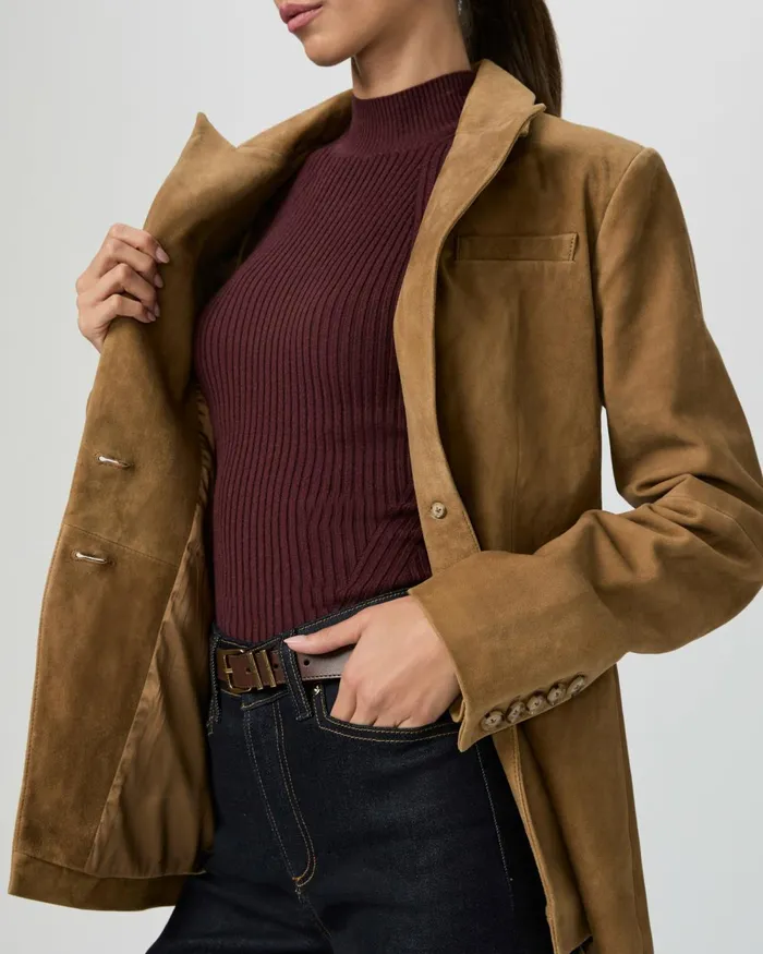Charli Blazer 8211 Tobacco Suede Women PAIGE Jackets and Coats Charli Blazer 8211 Tobacco Suede Women PAIGE Jackets and Coats
