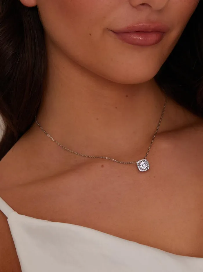 Chi Chi London Gemstone Necklace In Silver Tone Women Shoes and Boots