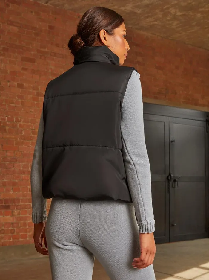 Chi Chi London Oversized Duvet Gilet In Black Women Winterwear