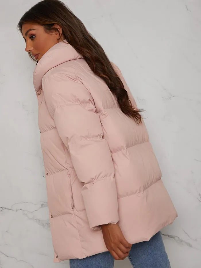 Chi Chi London Padded Puffer Coat In Pink Women Coats and Jackets