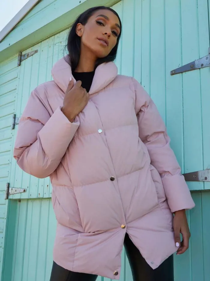 Chi Chi London Padded Puffer Coat In Pink Women Coats and Jackets