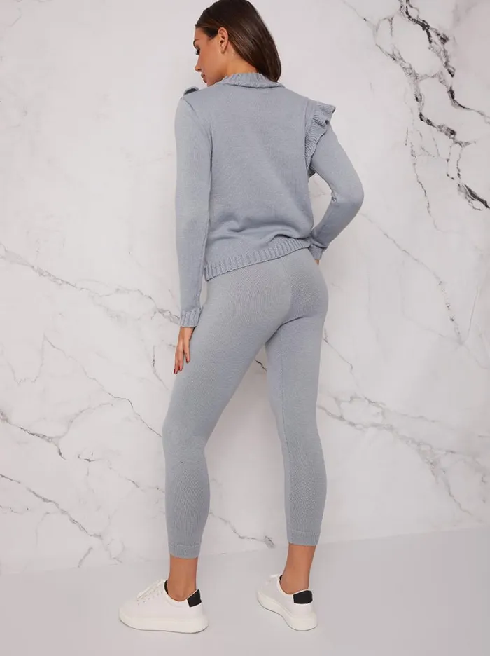 Chi Chi London TwoPiece Ruffle Detail Loungewear Set In Blue Women Loungewear