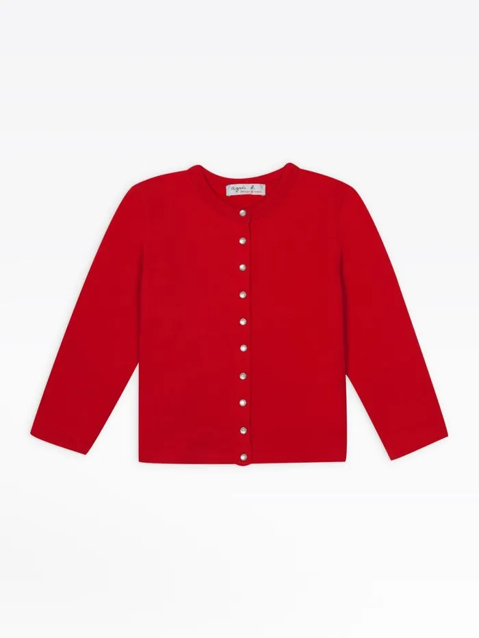 Children Cardigans Agns B Bright Red 03412 Ans034 Snap Cardigan
