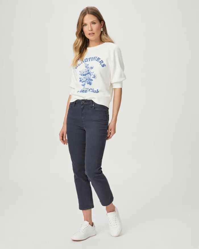 Cindy Crop Straight Jean 8211 Vintage Navy Haze Women PAIGE Denim