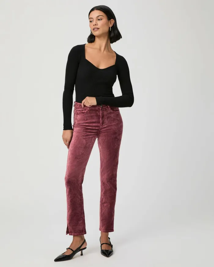Cindy Straight Pant 8211 Rose Tea Velvet Women PAIGE Pants
