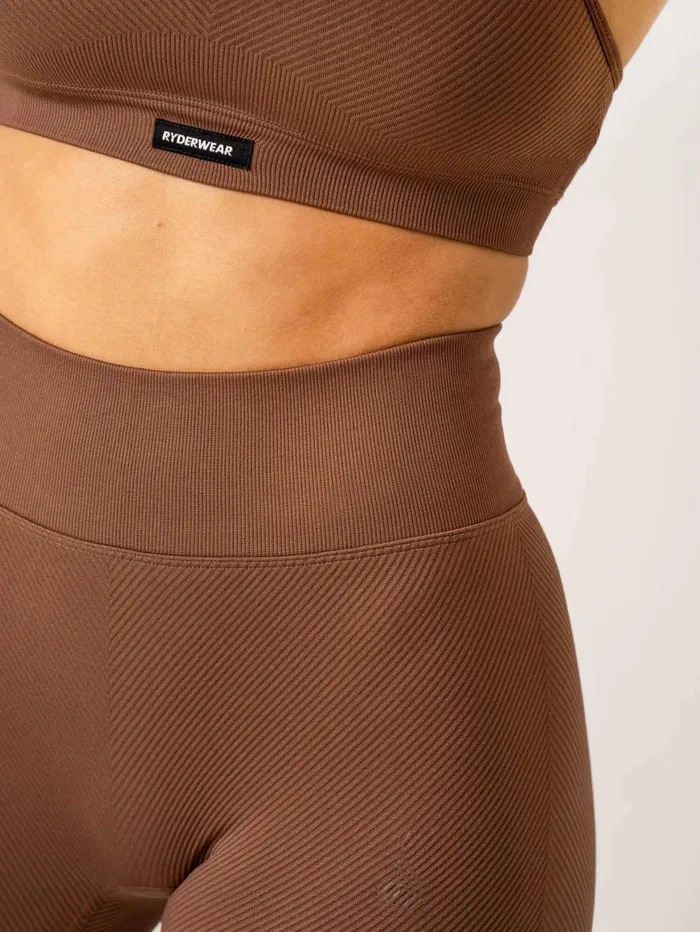 Circuit Rib Seamless High Waisted Shorts 8211 Chocolate Women Ryderwear Gym Shorts