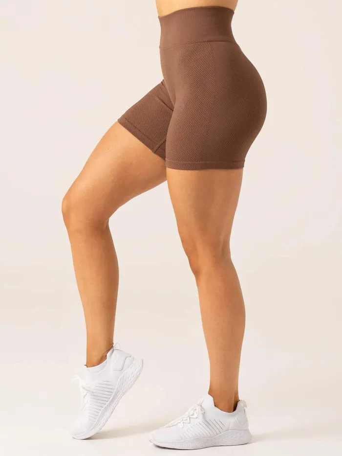 Circuit Rib Seamless High Waisted Shorts 8211 Chocolate Women Ryderwear Gym Shorts
