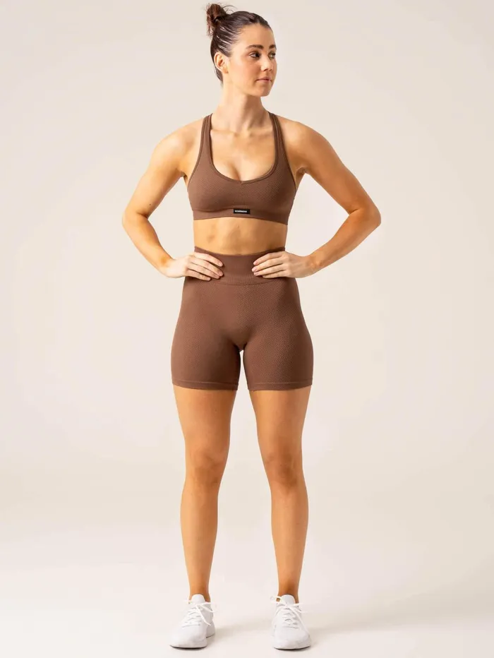 Circuit Rib Seamless High Waisted Shorts 8211 Chocolate Women Ryderwear Gym Shorts