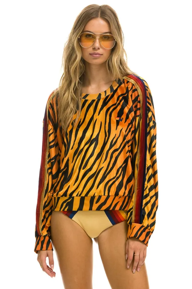 CLASSIC VELVET RELAXED SWEATSHIRT 8211 TIGER Women Aviator Nation Sweatshirts