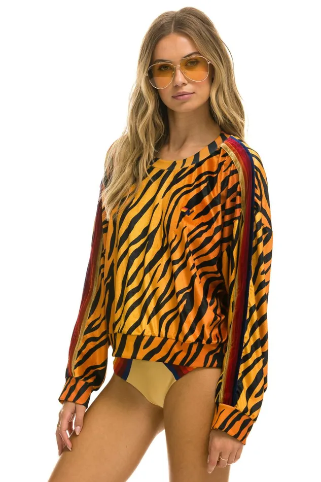 CLASSIC VELVET RELAXED SWEATSHIRT 8211 TIGER Women Aviator Nation Sweatshirts