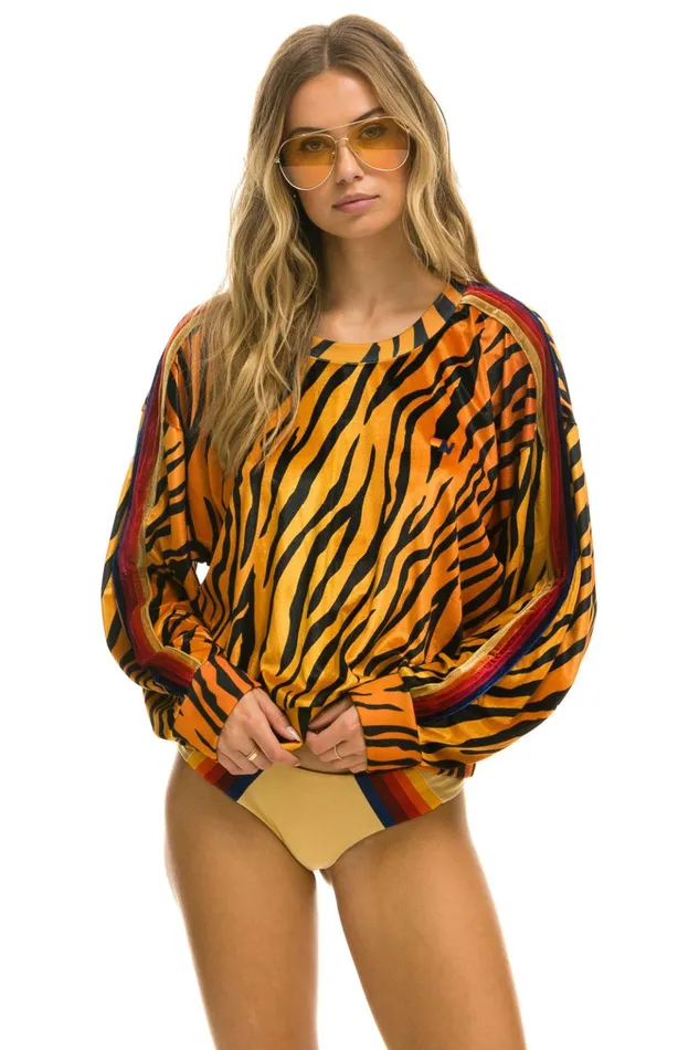 CLASSIC VELVET RELAXED SWEATSHIRT 8211 TIGER Women Aviator Nation Sweatshirts