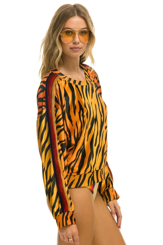 CLASSIC VELVET RELAXED SWEATSHIRT 8211 TIGER Women Aviator Nation Sweatshirts