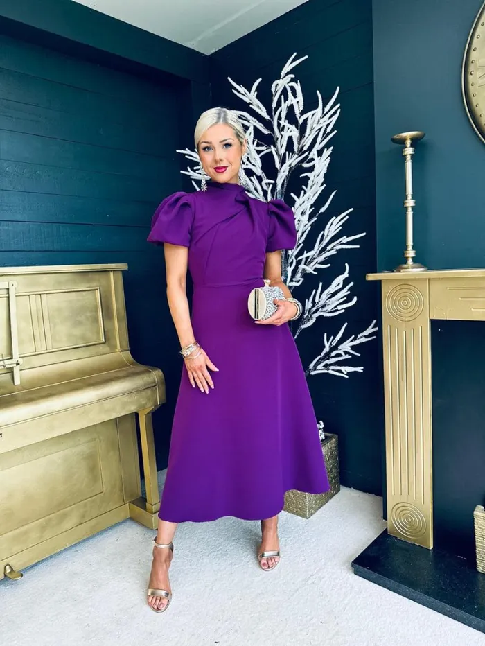 Claudia Detailed Occasion Dress Plum Womens Canella Lane Maxi