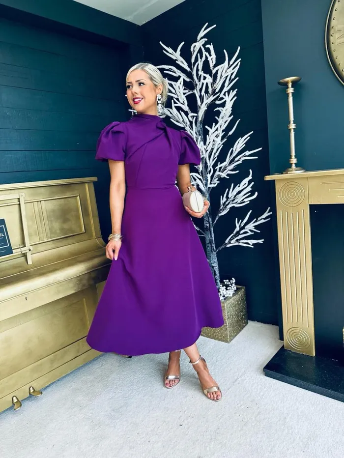 Claudia Detailed Occasion Dress Plum Womens Canella Lane Maxi