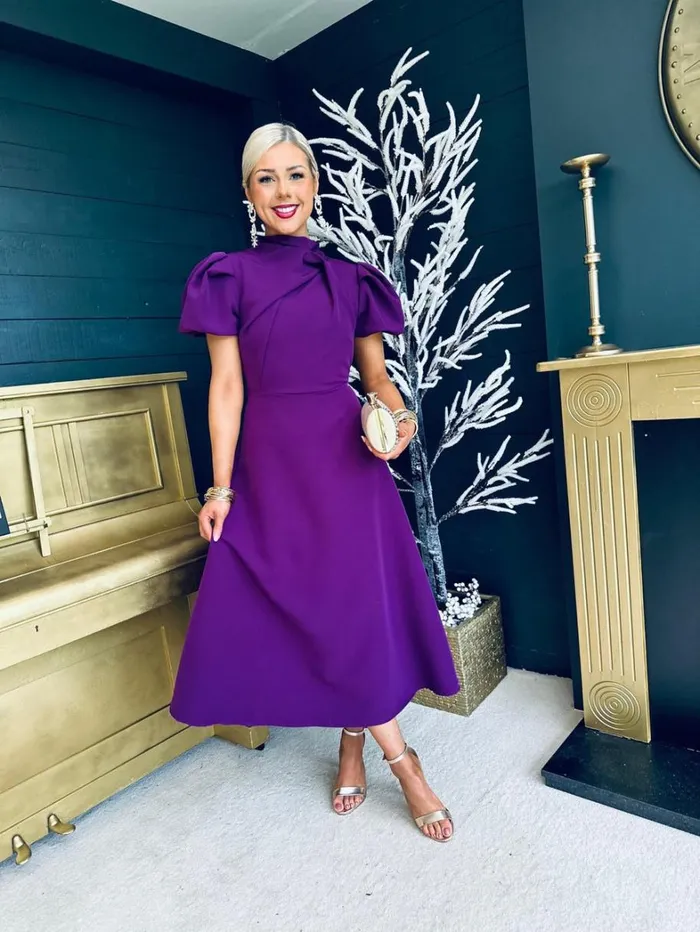 Claudia Detailed Occasion Dress Plum Womens Canella Lane Maxi