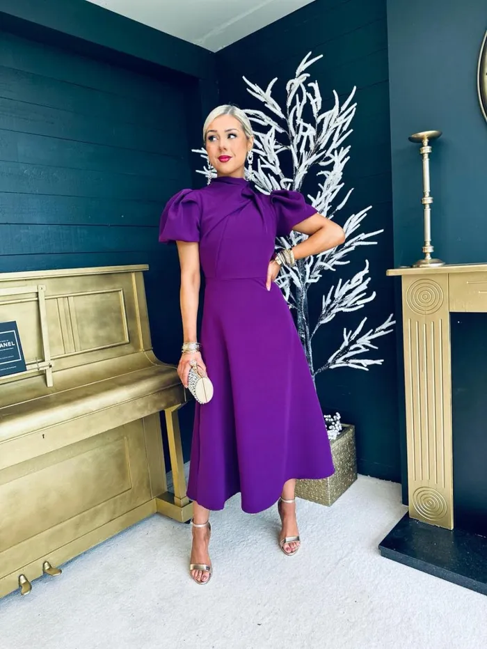 Claudia Detailed Occasion Dress Plum Womens Canella Lane Maxi