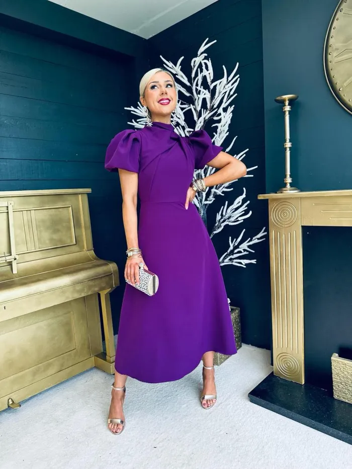 Claudia Detailed Occasion Dress Plum Womens Canella Lane Maxi