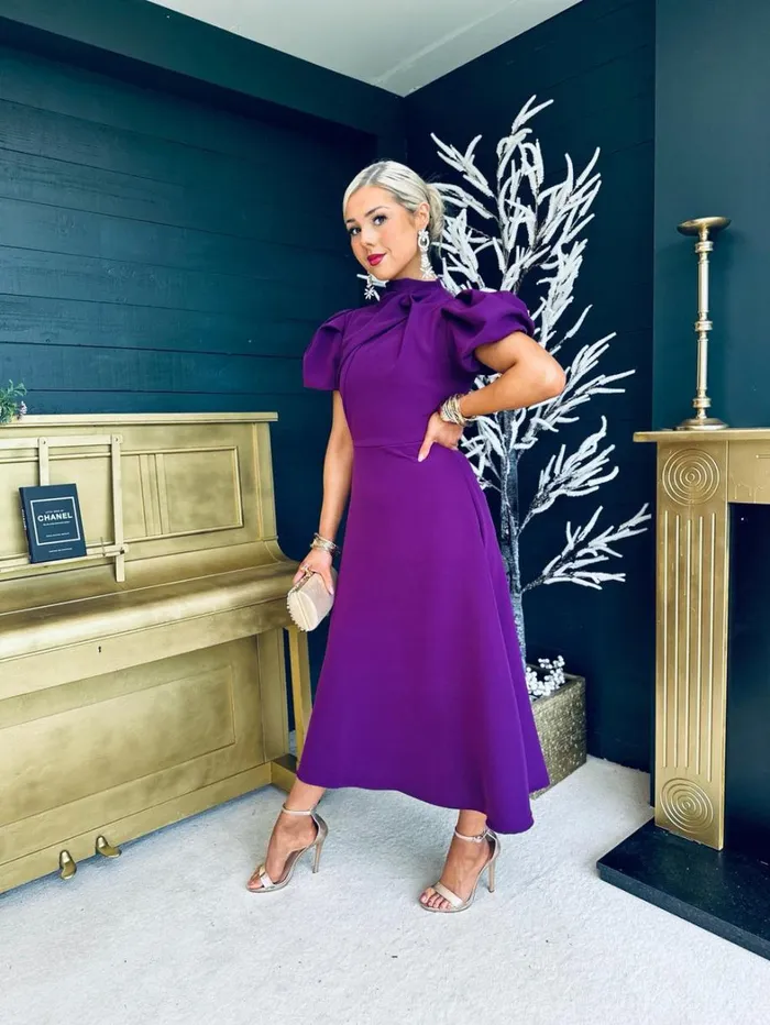 Claudia Detailed Occasion Dress Plum Womens Canella Lane Maxi