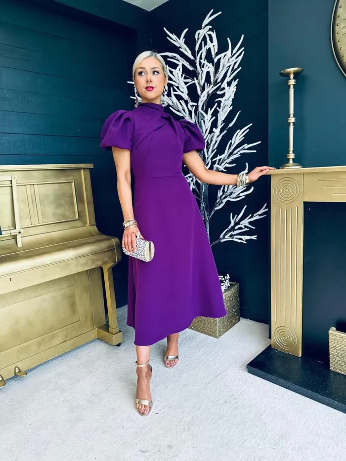 Claudia Detailed Occasion Dress Plum Womens Canella Lane Maxi