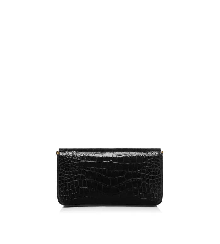 Clutches Women TOM FORD SHINY STAMPED CROCODILE LEATHER WALLIS MINI BAG Black Clutches Women TOM FORD SHINY STAMPED CROCODILE LEATHER WALLIS MINI BAG Black