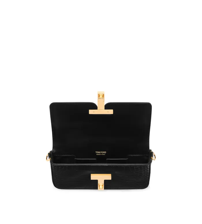 Clutches Women TOM FORD SHINY STAMPED CROCODILE LEATHER WALLIS MINI BAG Black Clutches Women TOM FORD SHINY STAMPED CROCODILE LEATHER WALLIS MINI BAG Black