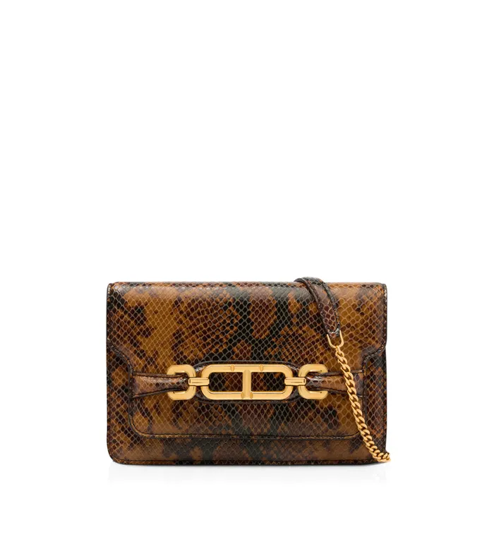 Clutches Women TOM FORD STAMPED PYTHON LEATHER WHITNEY SMALL SHOULDER BAG Caramel