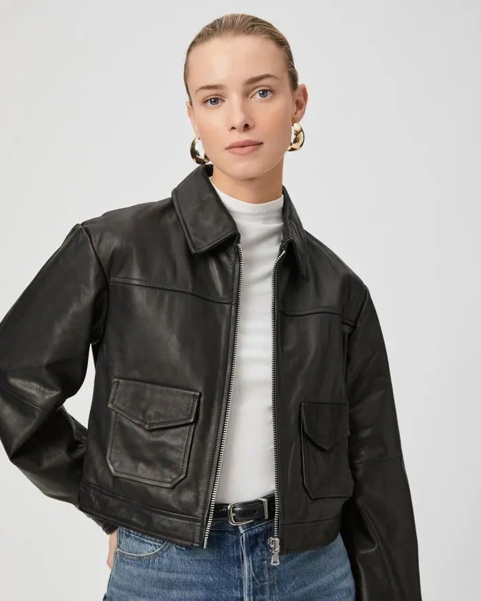 Clyde Jacket 8211 Black Leather Women PAIGE Jackets and Coats