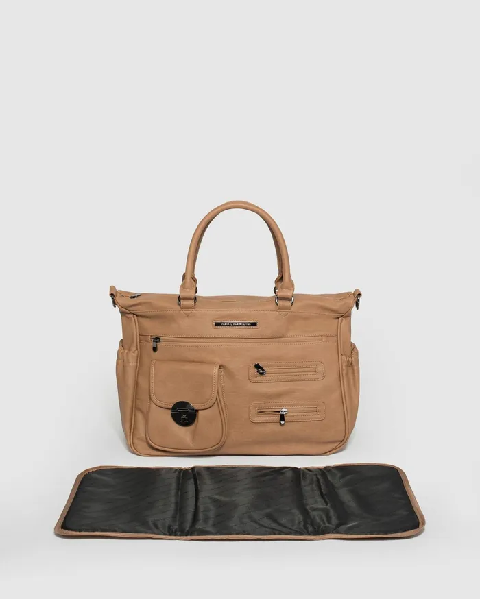Colette By Colette Hayman Baby Bags Caramel Pocket And Zip Baby Bag With Gunmetal Hardware 8211 Bags
