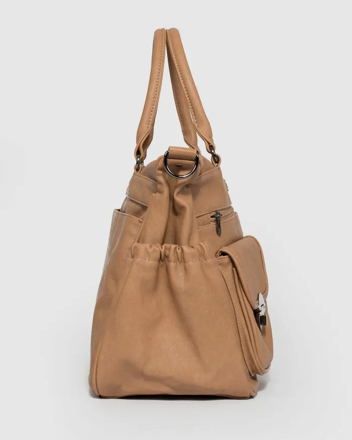 Colette By Colette Hayman Baby Bags Caramel Pocket And Zip Baby Bag With Gunmetal Hardware 8211 Bags
