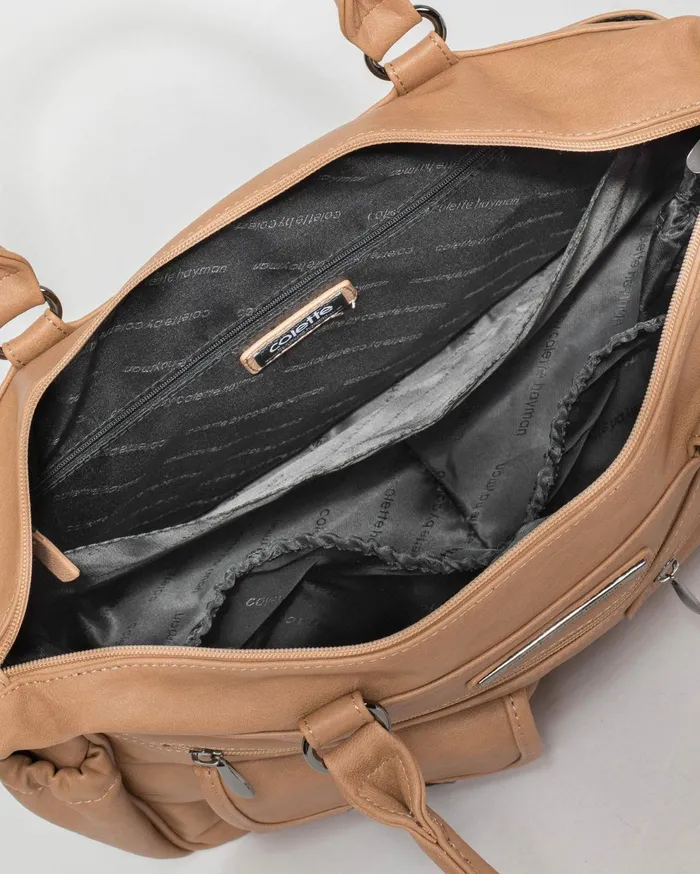 Colette By Colette Hayman Baby Bags Caramel Pocket And Zip Baby Bag With Gunmetal Hardware 8211 Bags