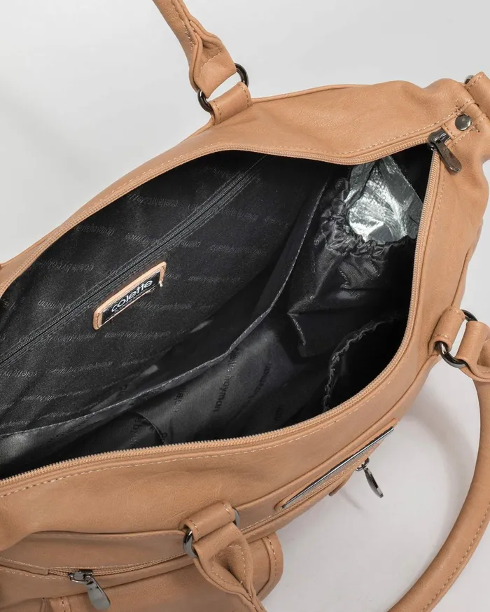 Colette By Colette Hayman Baby Bags Caramel Pocket And Zip Baby Bag With Gunmetal Hardware 8211 Bags