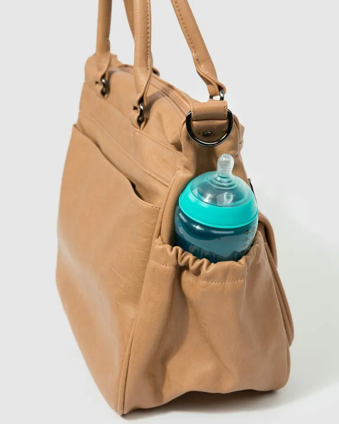 Colette By Colette Hayman Baby Bags Caramel Pocket And Zip Baby Bag With Gunmetal Hardware 8211 Bags