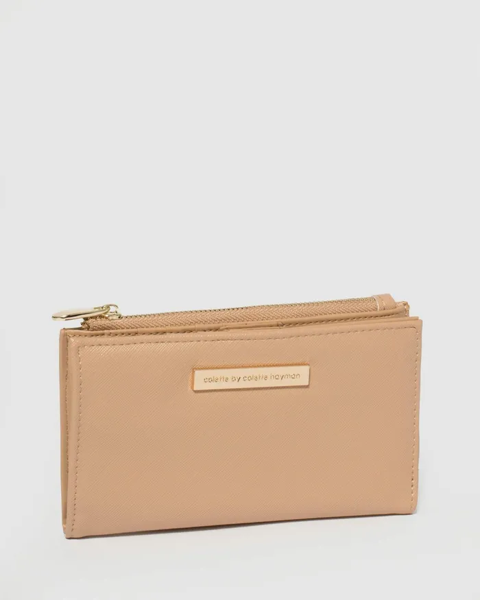 Colette By Colette Hayman Beige Saffiano Selena Zip Wallet Bags Wallets
