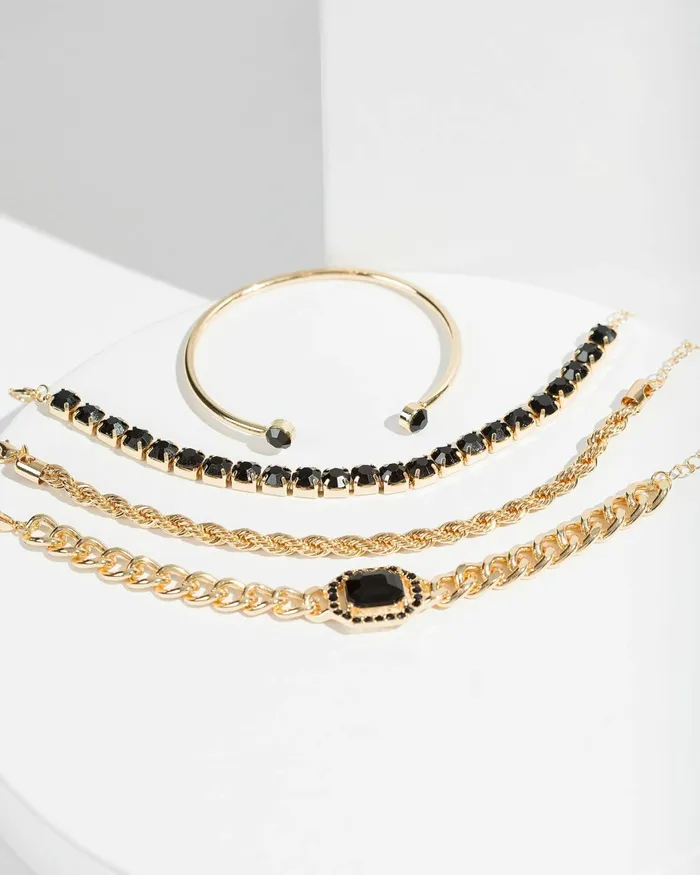 Colette By Colette Hayman Black Chunky Crystal Bracelet Pack Jewellery Bracelets
