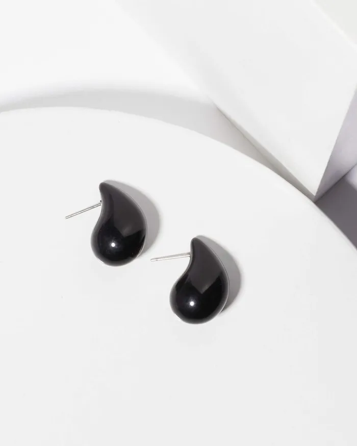 Colette By Colette Hayman Black Liquid Tear Drops Stud Earrings Jewellery Stud