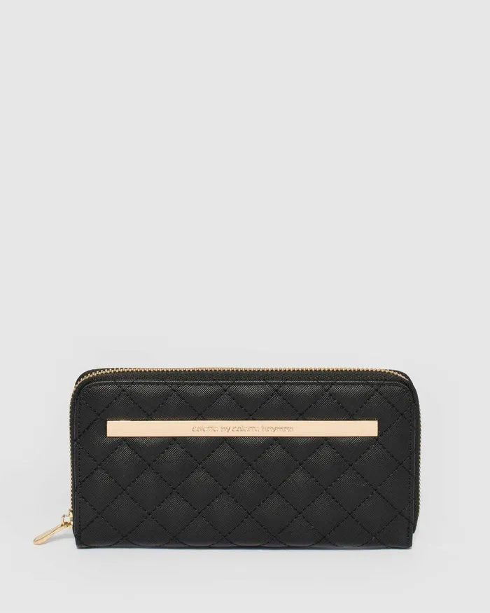 Colette By Colette Hayman Black Nina Quilt Wallet With Gold Hardware Bags Wallets
