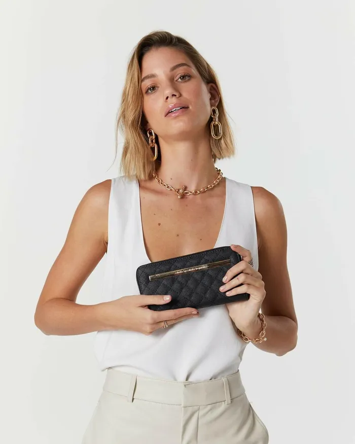 Colette By Colette Hayman Black Nina Quilt Wallet With Gold Hardware Bags Wallets