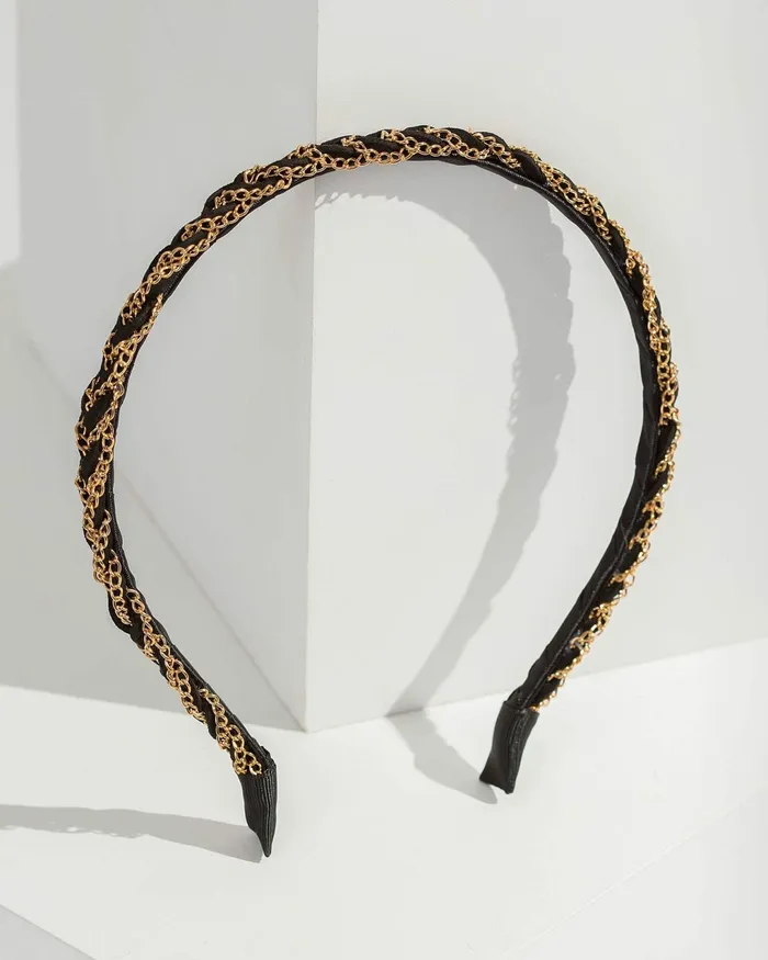 Colette By Colette Hayman Black Thin Chain Rope Detail Headband Accessories Headbands and Fascinators Colette By Colette Hayman Black Thin Chain Rope Detail Headband Accessories Headbands and Fascinators