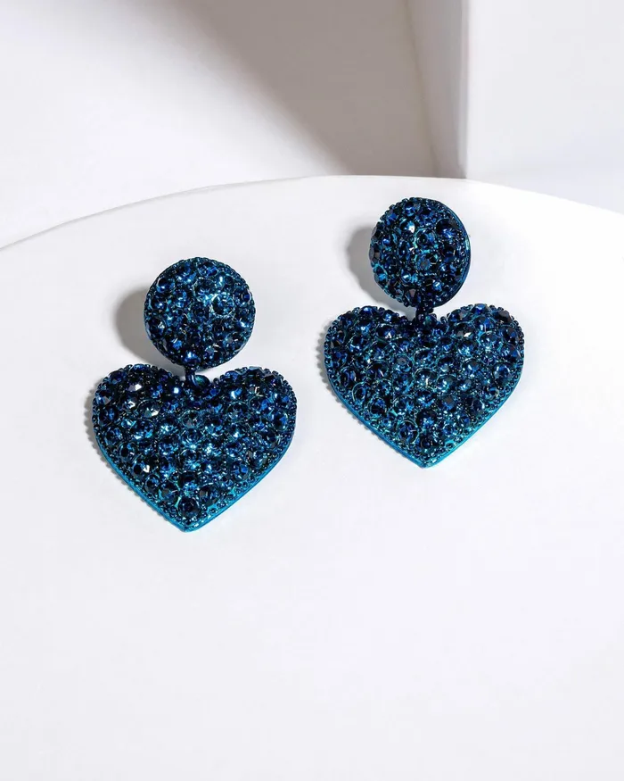 Colette By Colette Hayman Blue Crystal Heart Earrings Jewellery Statement Earrings