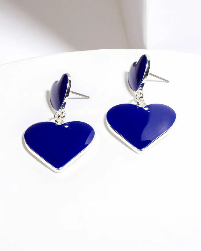 Colette By Colette Hayman Blue Double Heart Earrings Jewellery Statement Earrings