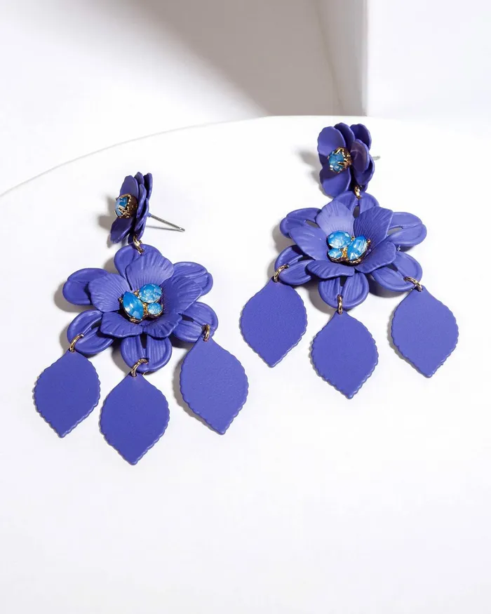 Colette By Colette Hayman Blue Flower Tassle Stud Earrings Jewellery Statement Earrings Colette By Colette Hayman Blue Flower Tassle Stud Earrings Jewellery Statement Earrings