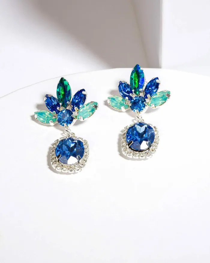 Colette By Colette Hayman Blue Multi Crystal Drop Earrings Jewellery Drop