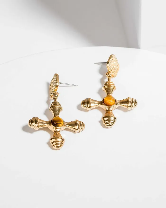Colette By Colette Hayman Brown Cross Drop Earrings Jewellery Drop