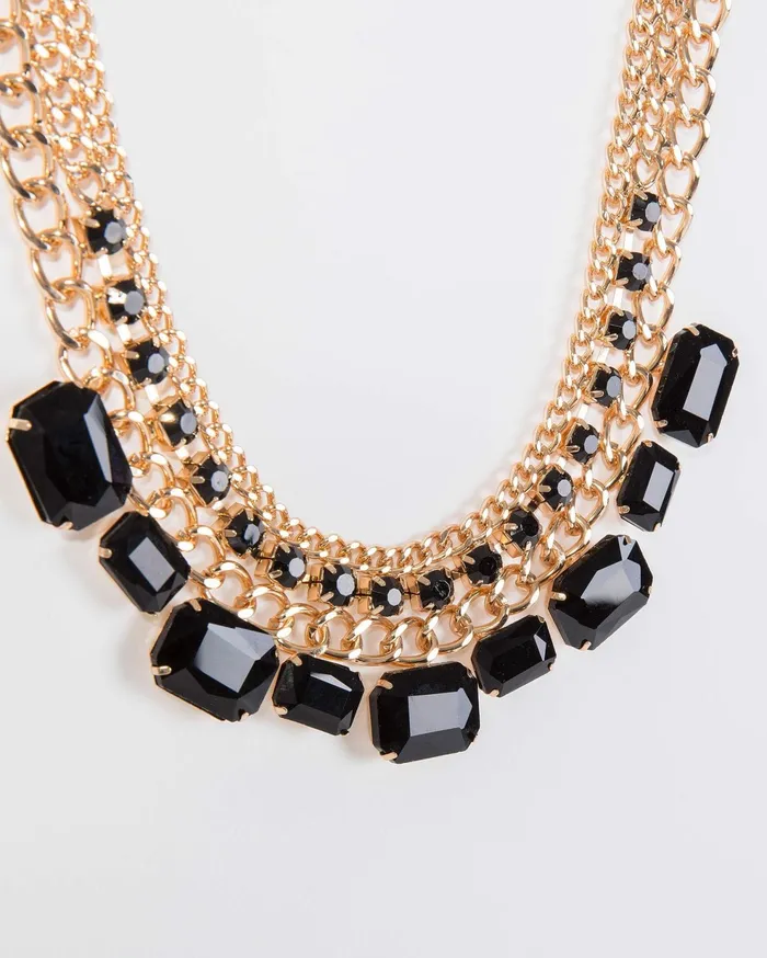Colette By Colette Hayman Chain Black Crystal Embellished Statement Chain Necklace 8211 Jewellery Colette By Colette Hayman Chain Black Crystal Embellished Statement Chain Necklace 8211 Jewellery